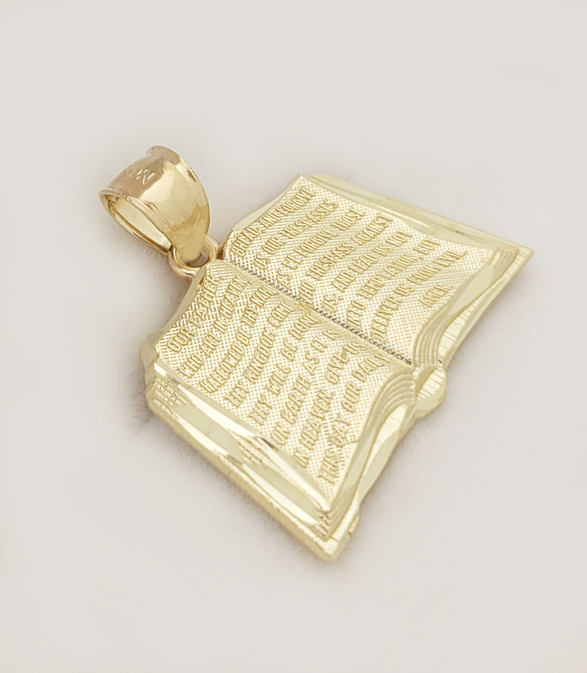 10K Yellow Gold Holy Bible Pendant Bible Charm With The Lord's Prayer