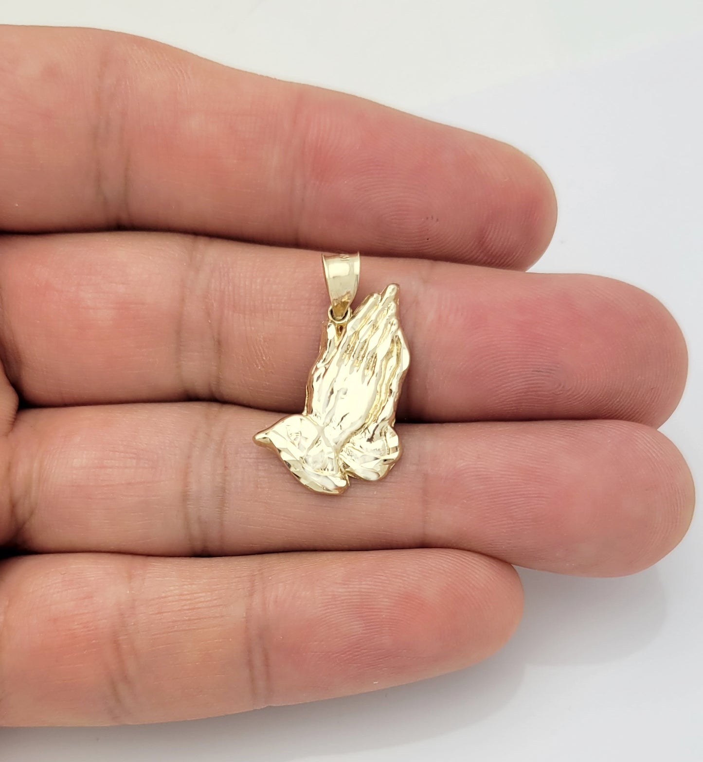 10k Yellow Gold Praying Hands Prayers Hands Pendant 0.85 in x 0.6 in