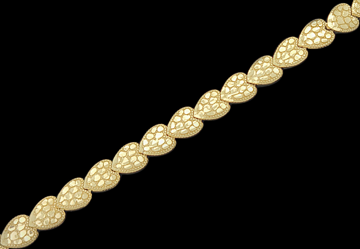 10K Yellow Gold 6 mm Heart Nugget Bracelet 8.25 inch