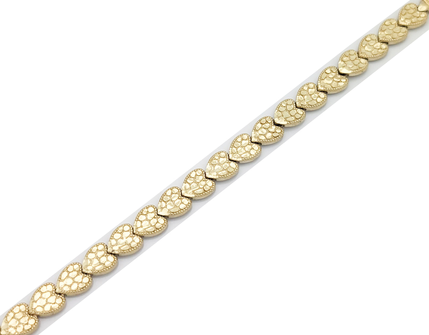 10K Yellow Gold 6 mm Heart Nugget Bracelet 8.25 inch