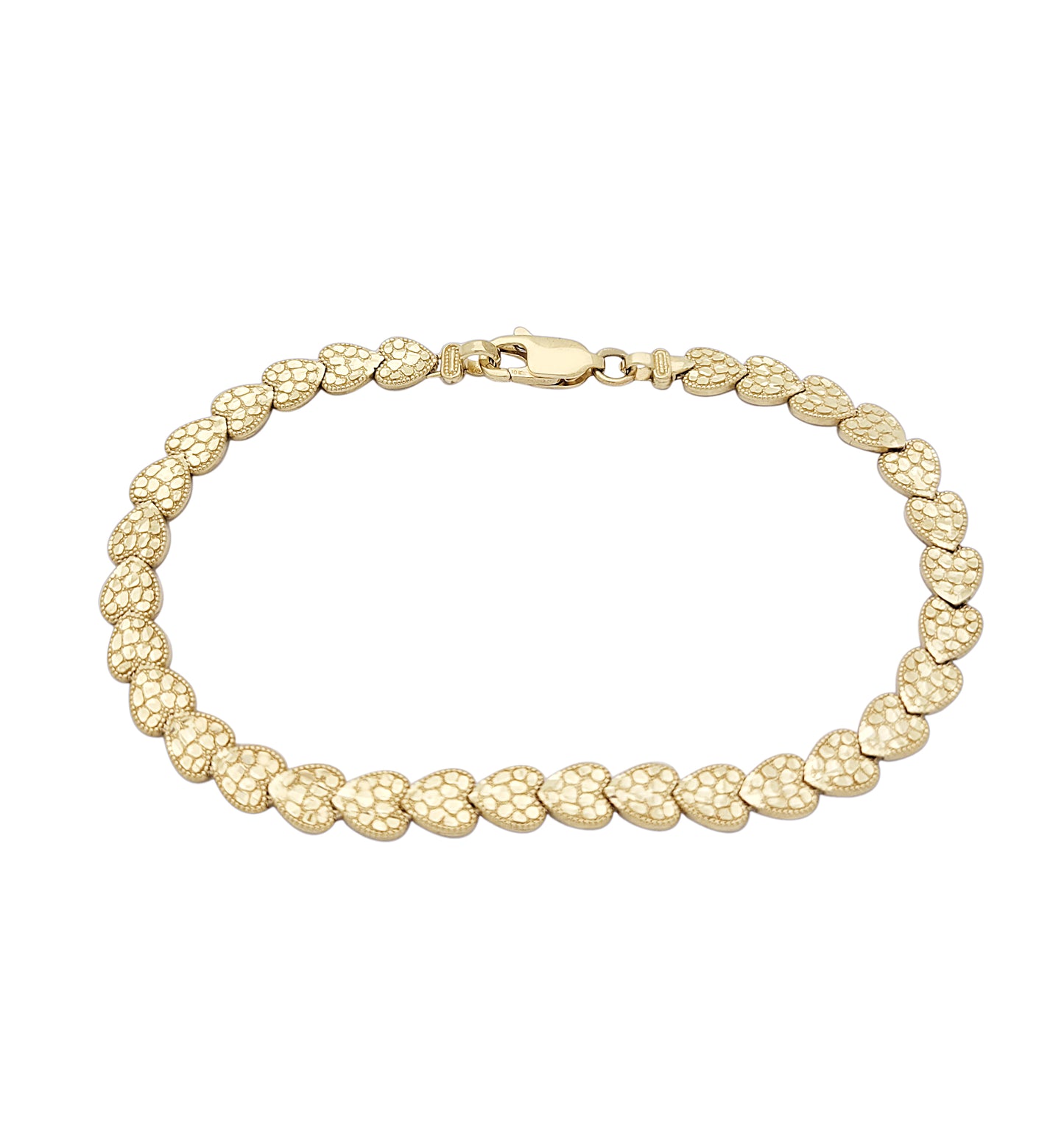 10K Yellow Gold 6 mm Heart Nugget Bracelet 8.25 inch