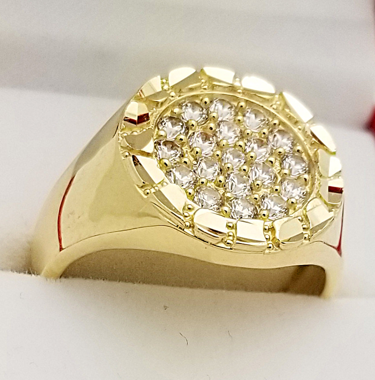 10K Yellow Gold Mens Ring Nugget Frame Ring