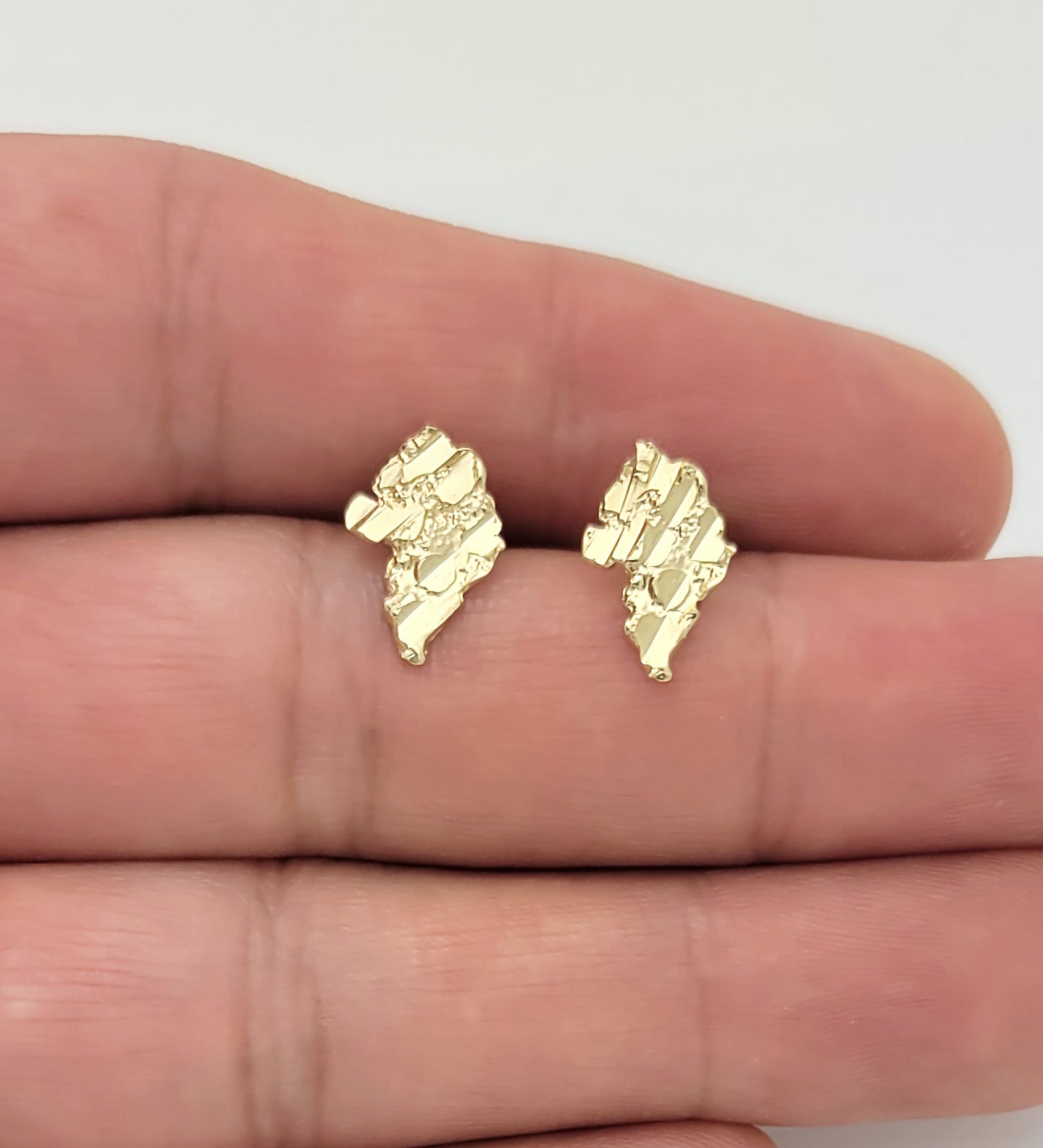 10K Yellow Gold Nugget Earrings Small Solid Nugget Gold Earrings