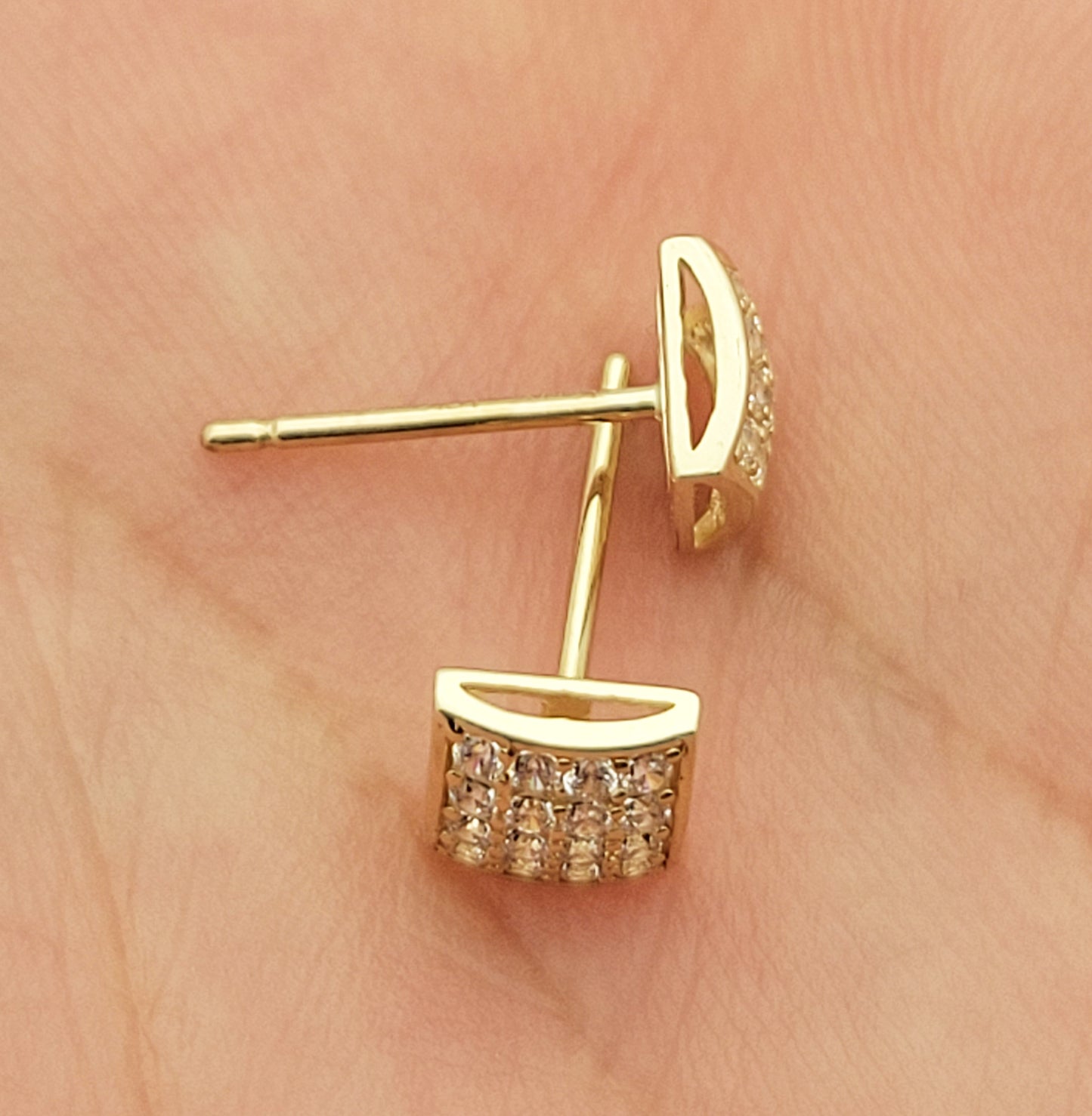 10k Yellow Gold Micro Pave CZ Earrings 6 mm x 6 mm