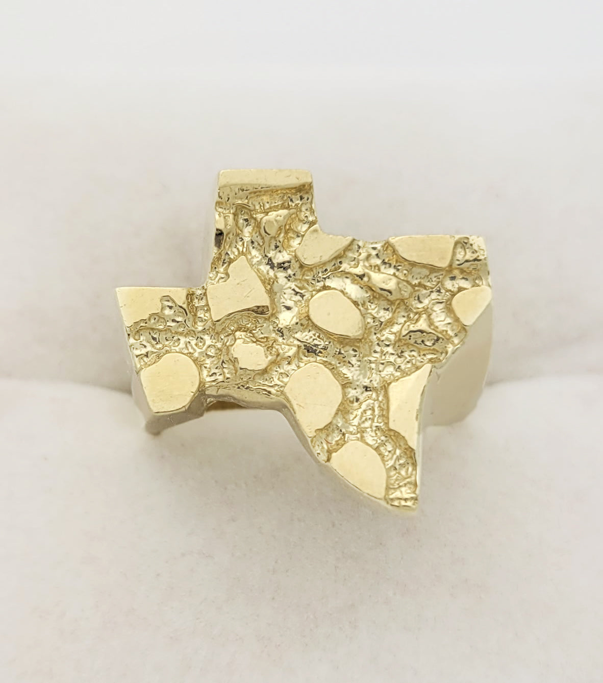 Solid Nugget Gold Texas Ring Texas Map Gold Ring For Men 10K Yellow Gold Ring Size 8