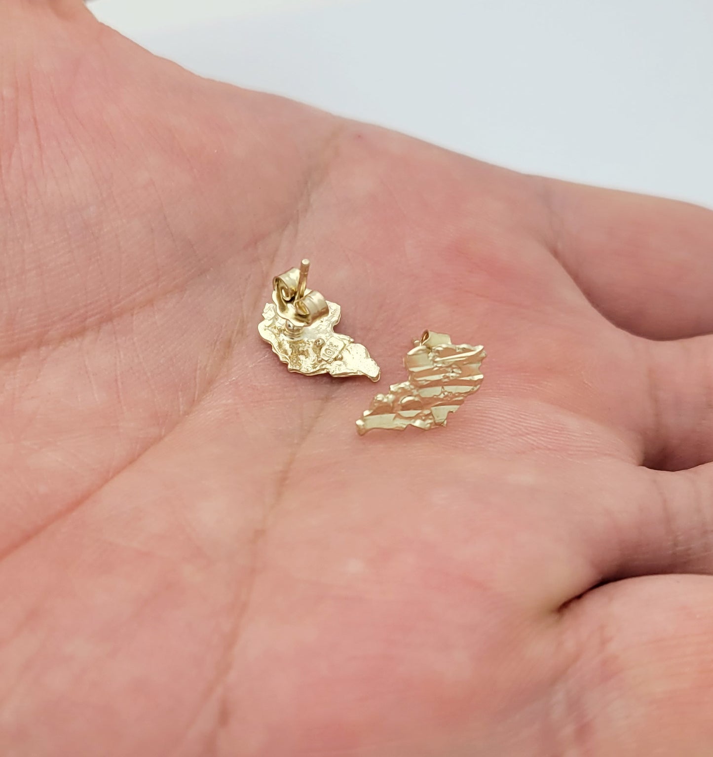 10K Yellow Gold Nugget Earrings Small Solid Nugget Gold Earrings