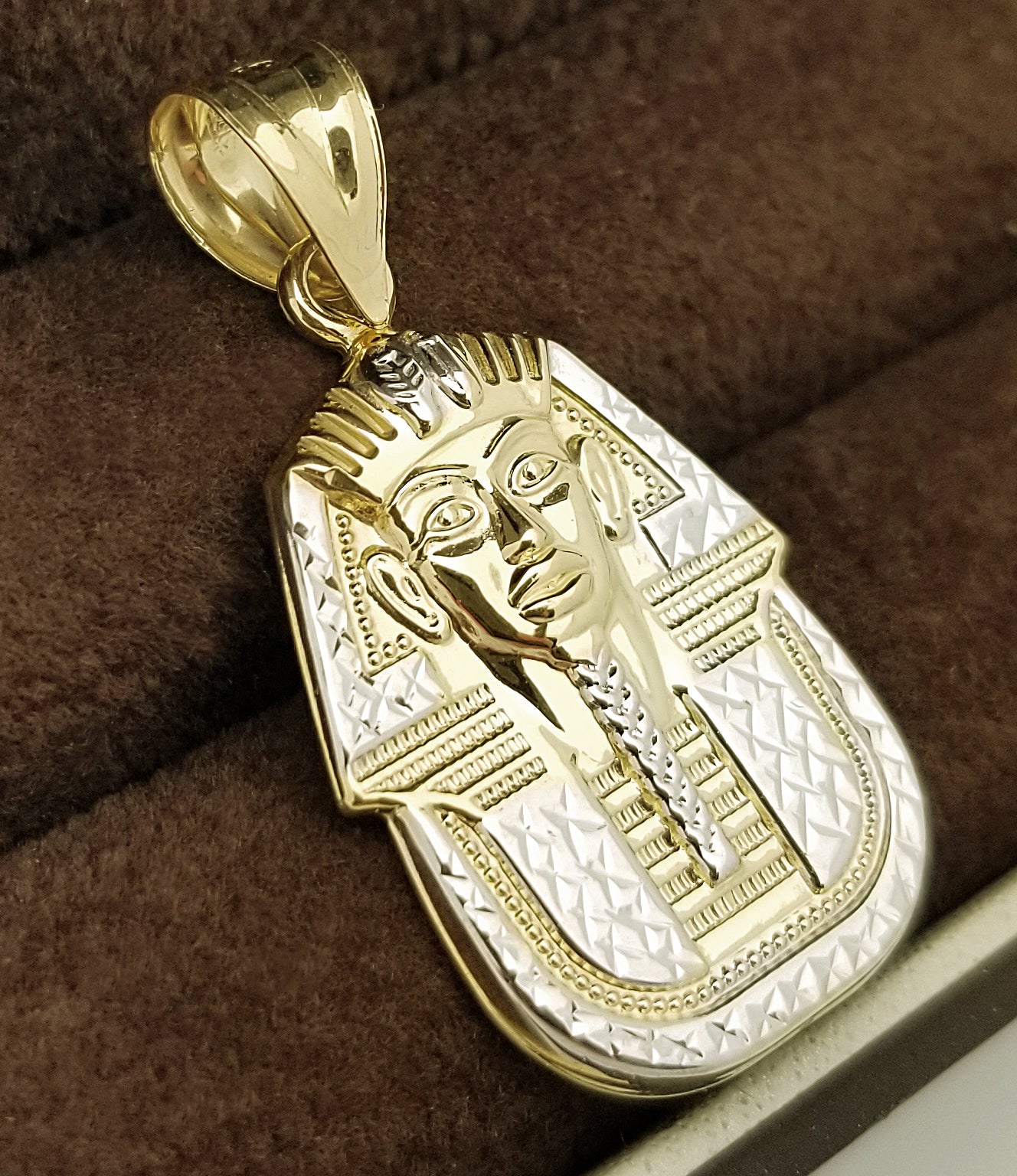 10k Yellow Gold Egyptian Pharaoh Pendant Gold Pharaoh Head Charm