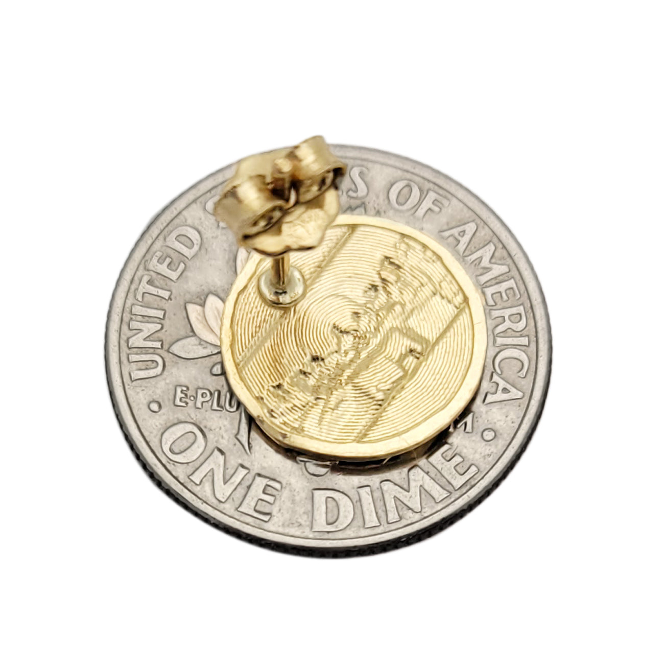 10K Yellow Gold Mens Gold Last Supper Earrings 0.4 inch(10 mm)