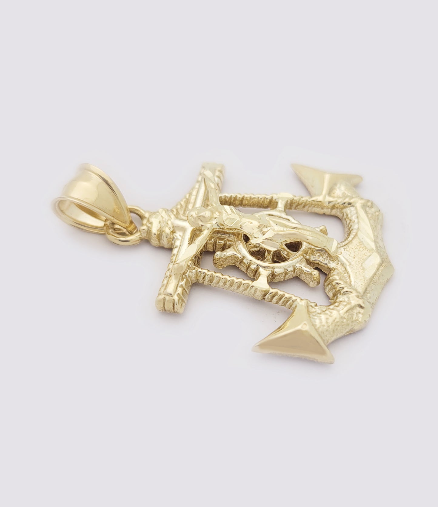 10K Yellow Gold Anchor Cross Pendant For Men Solid Gold Mariners Pendant