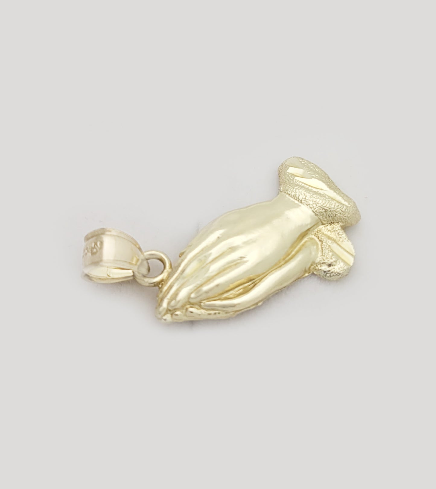 10k Yellow Gold Praying Hands Prayers Hands Pendant 1.25 inch