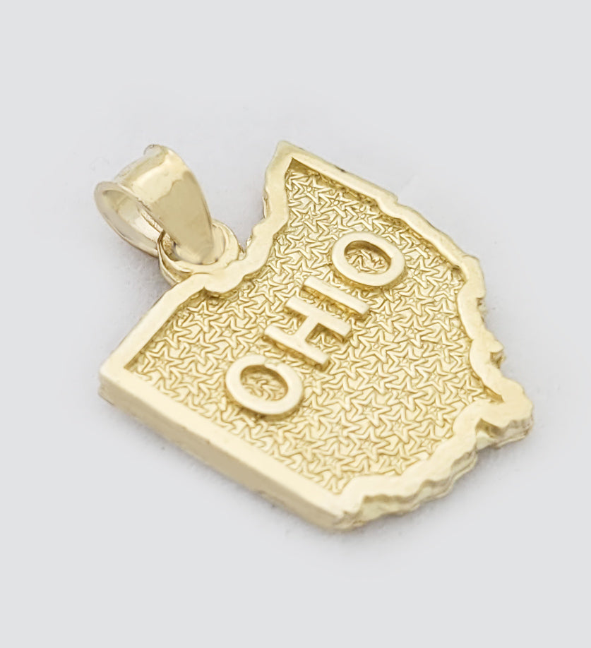 10K Yellow Gold Ohio State Map Pendant