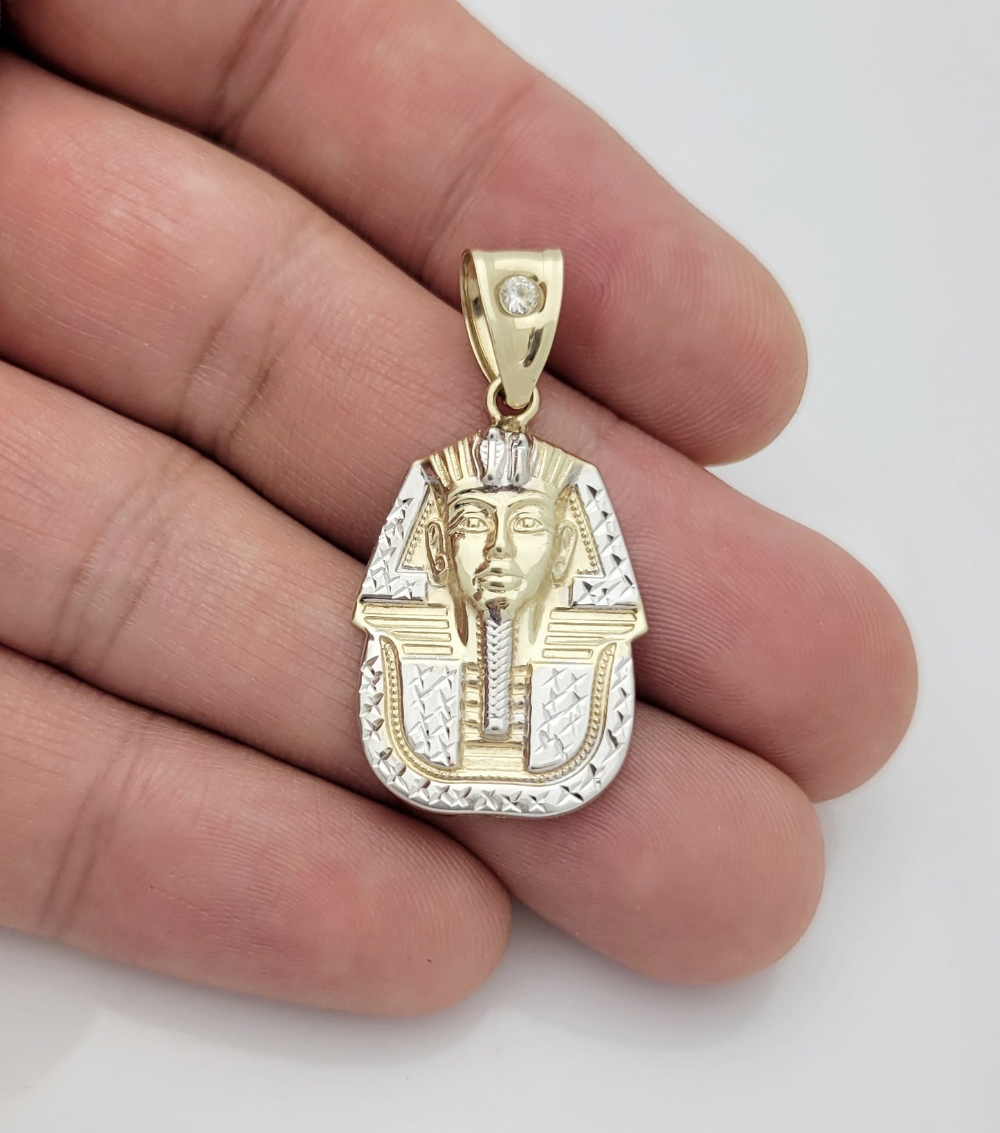 10k Yellow Gold Egyptian Pharaoh Pendant Gold Pharaoh Head Charm