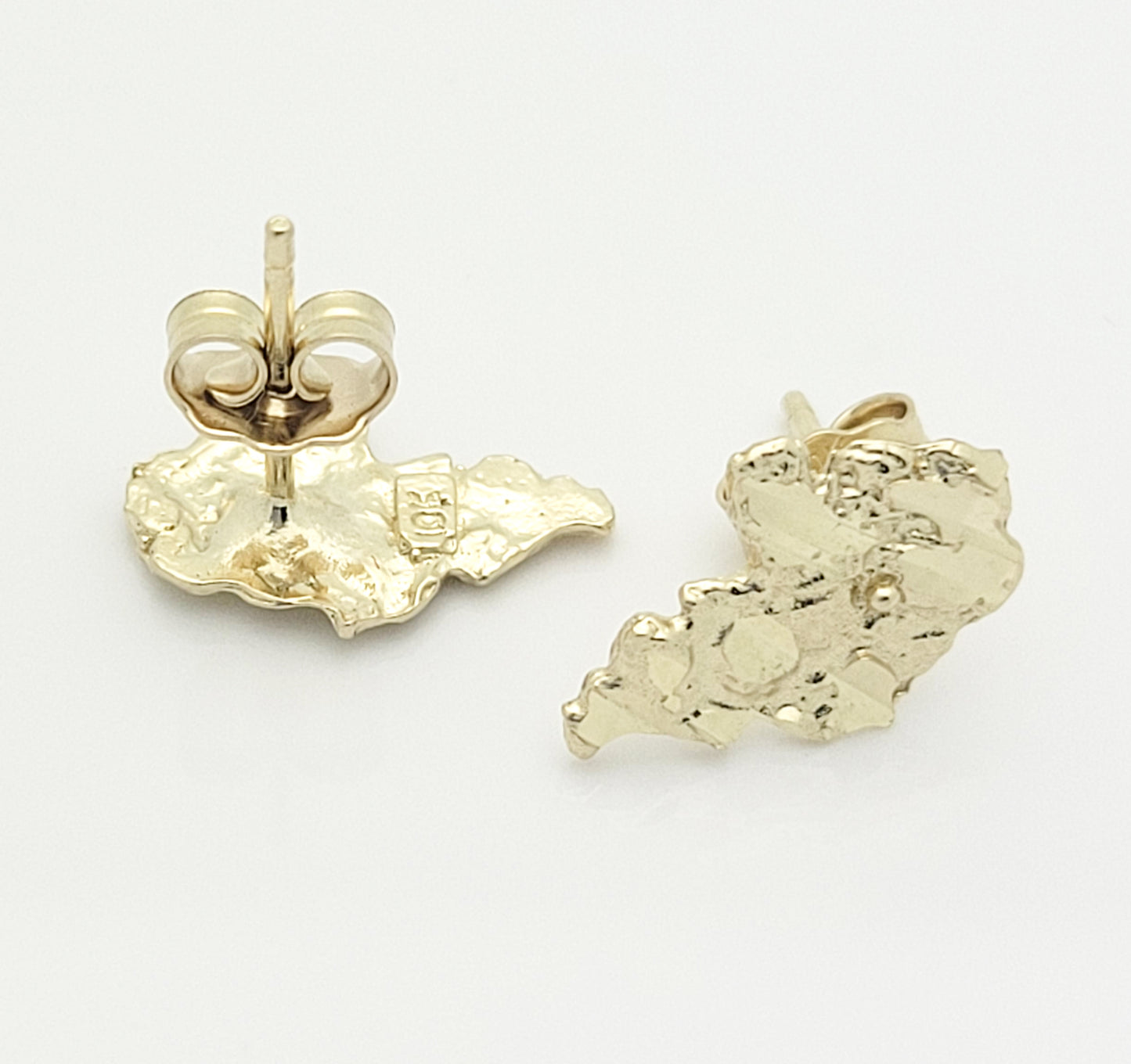 10K Yellow Gold Nugget Earrings Small Solid Nugget Gold Earrings