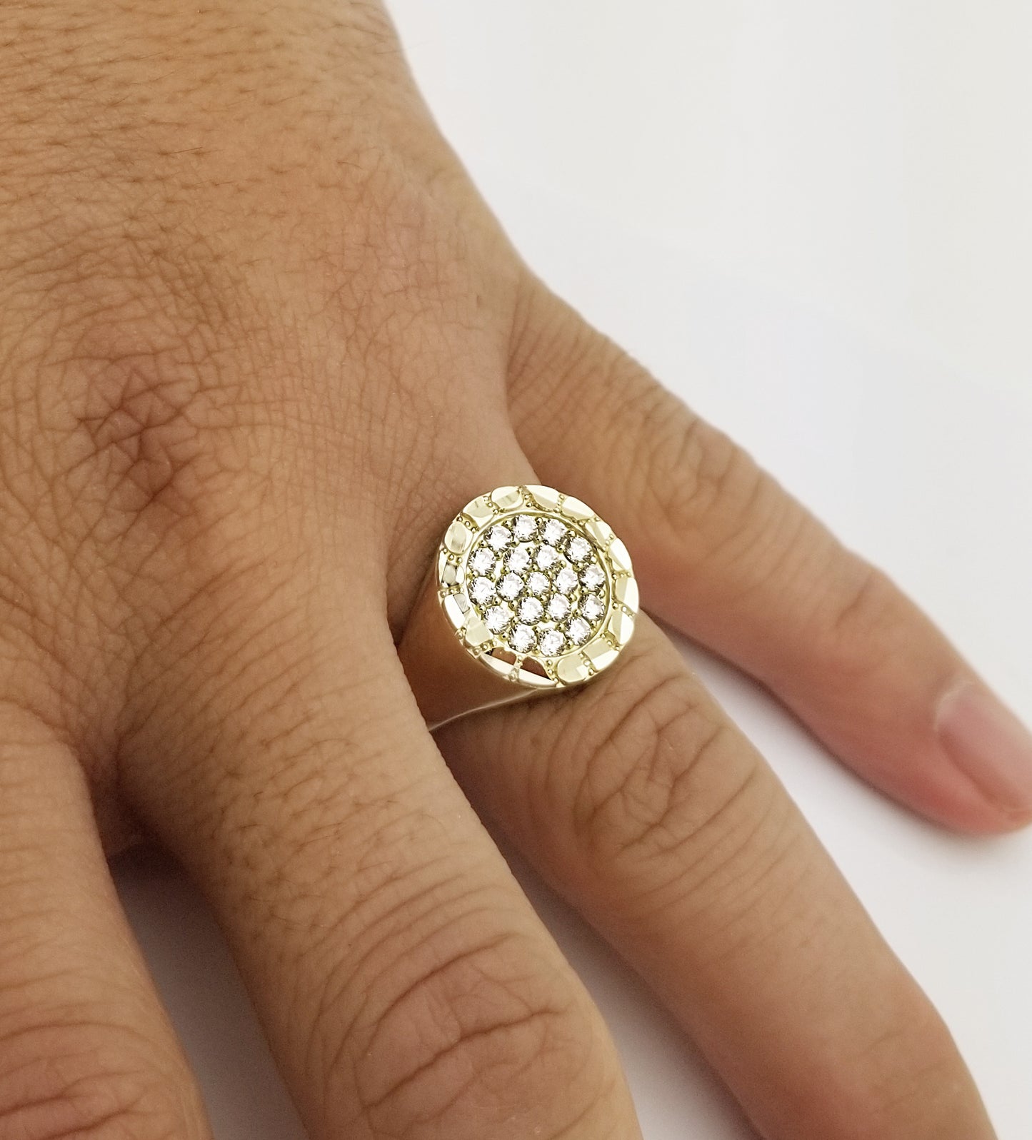 10K Yellow Gold Mens Ring Nugget Frame Ring