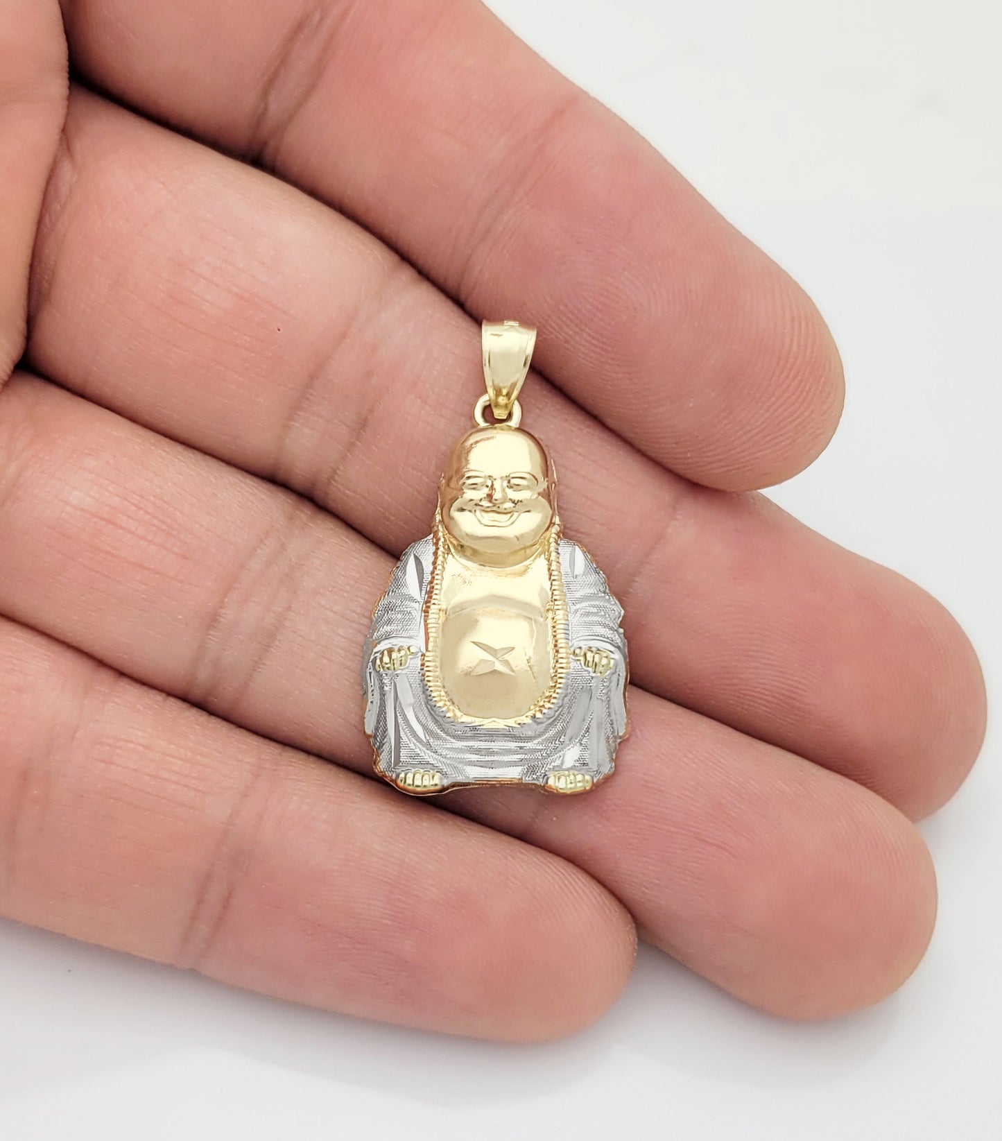 10K Yellow Gold Buddha Pendant Laughing Buddha Charm