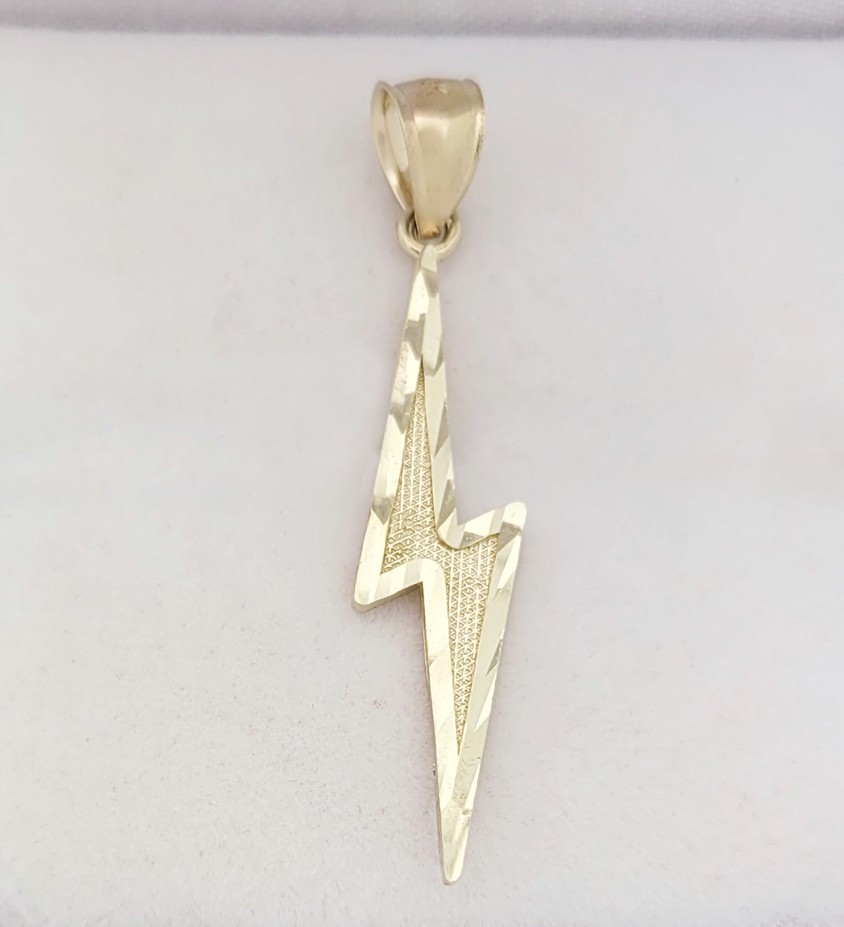 10K Yellow Gold Lightning Bolt Necklace Pendant Sold Gold Charm Diamond Cut