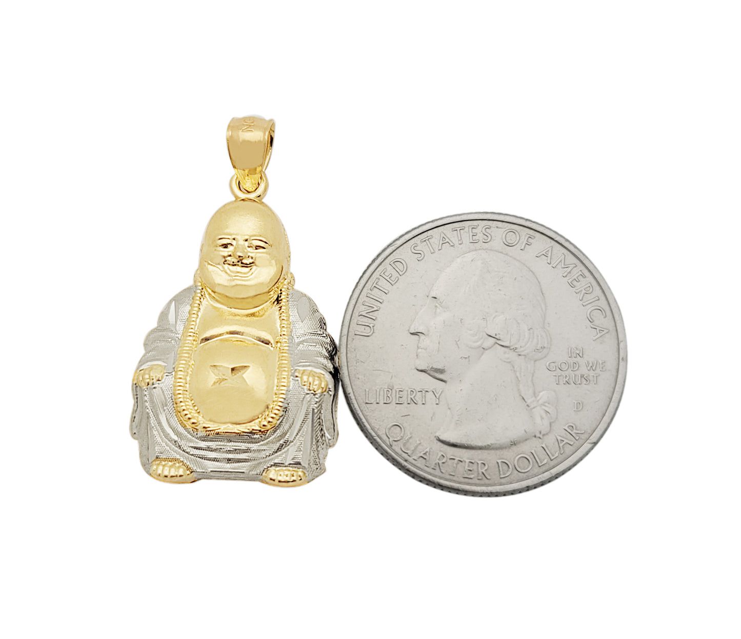 10K Yellow Gold Buddha Pendant Laughing Buddha Charm