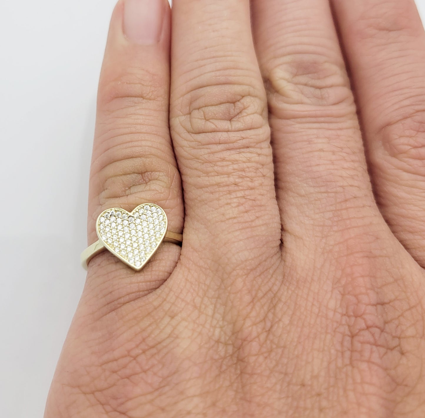 10K Yellow Gold Heart CZ Ring For Women
