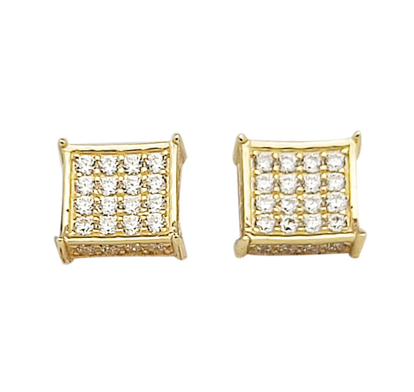 10k Yellow Gold Micro Pave CZ Earrings 5 mm x 5 mm Square Earrings
