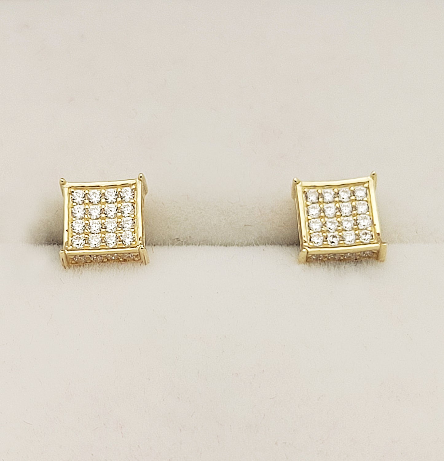 10k Yellow Gold Micro Pave CZ Earrings 5 mm x 5 mm Square Earrings
