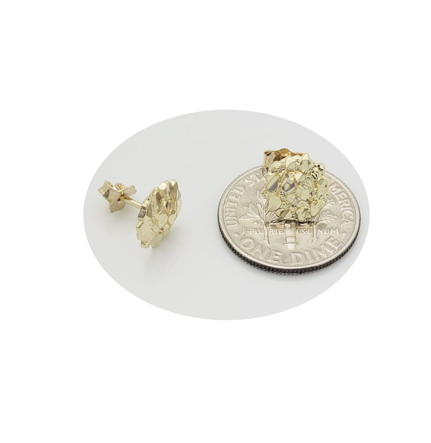 10K Gold Nugget Earrings Round Nugget 8.5 mm(0.3 inch)