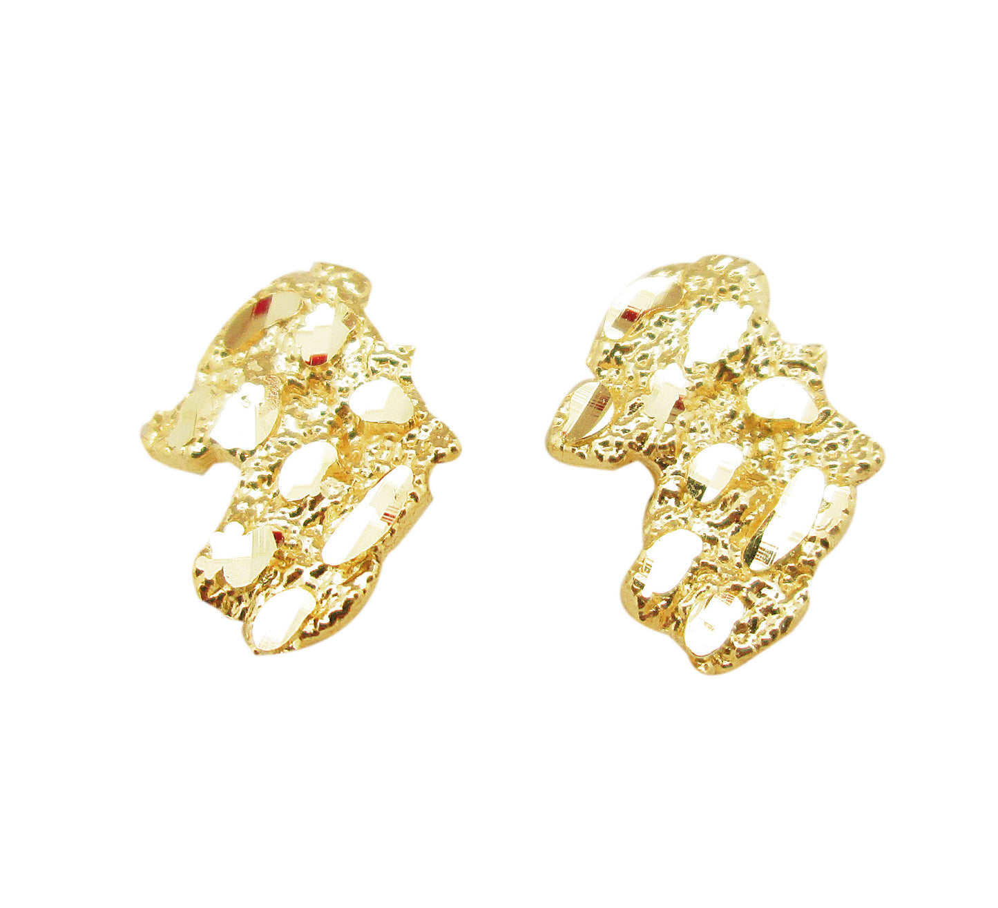 Mens 10k Yellow Gold Nugget Earrings