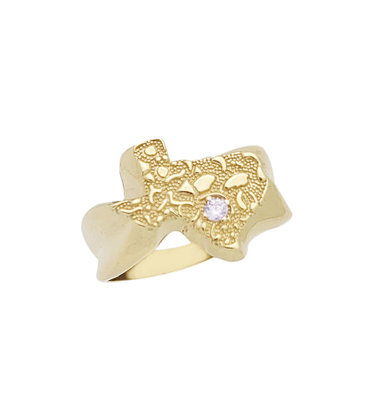 10K Yellow Gold Texas Ring For Men Texas Map Ring Gold CZ