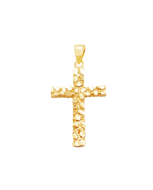 10K Yellow Gold Nugget Cross Pendant Gold Nugget Cross