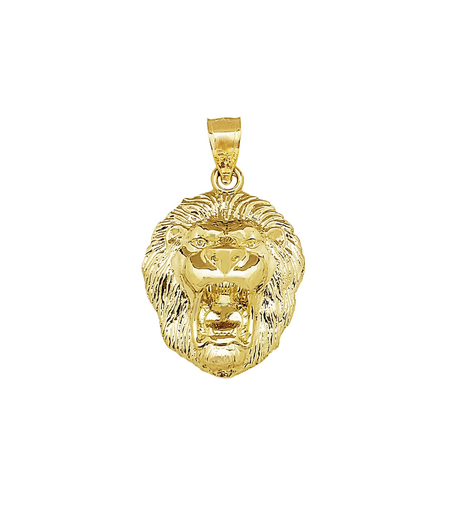 10K Yellow Gold Lion Head Charm Lion Pendant 1.0 inch