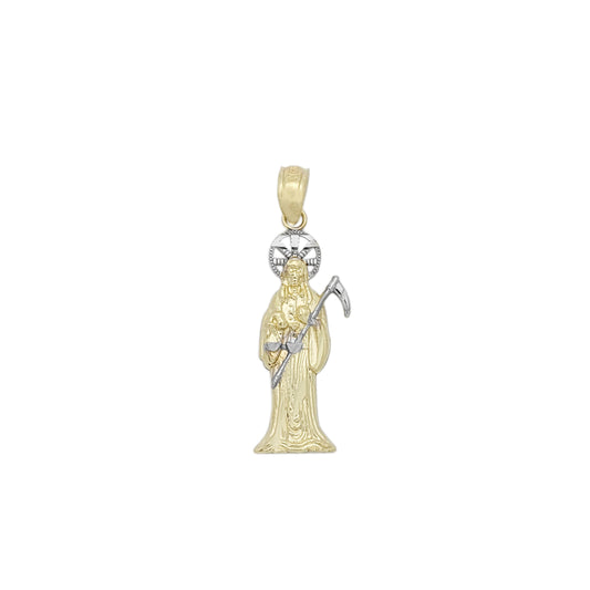 10k Gold Santa Muerte Pendant Charm Small 1.1 inch