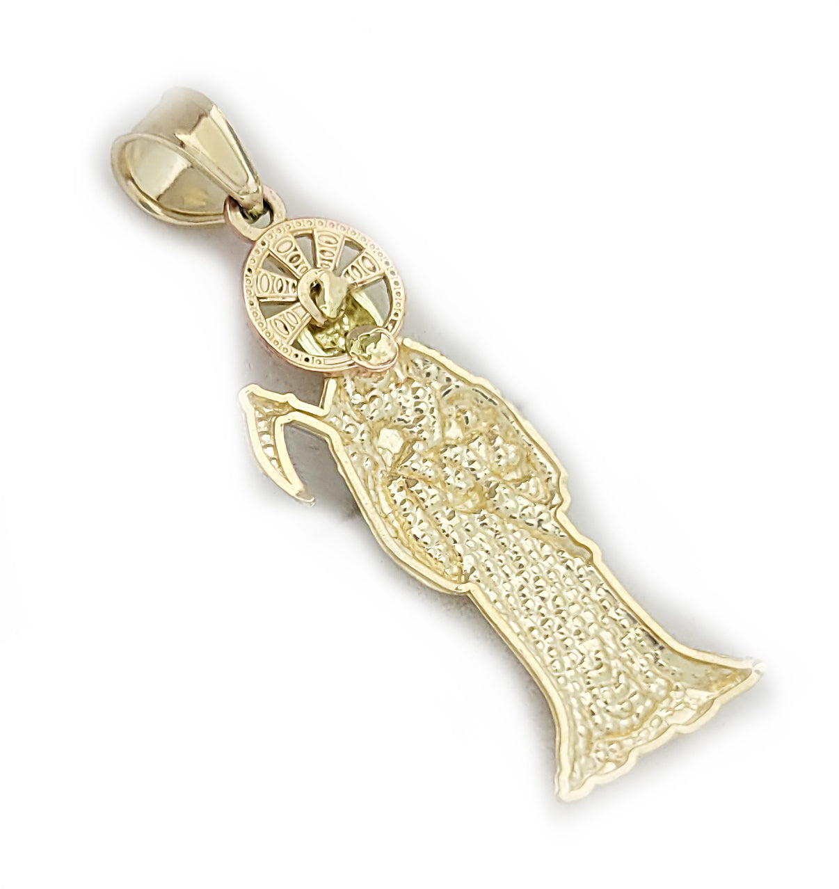 10k Gold Santa Muerte Pendant Charm 1.4 inch