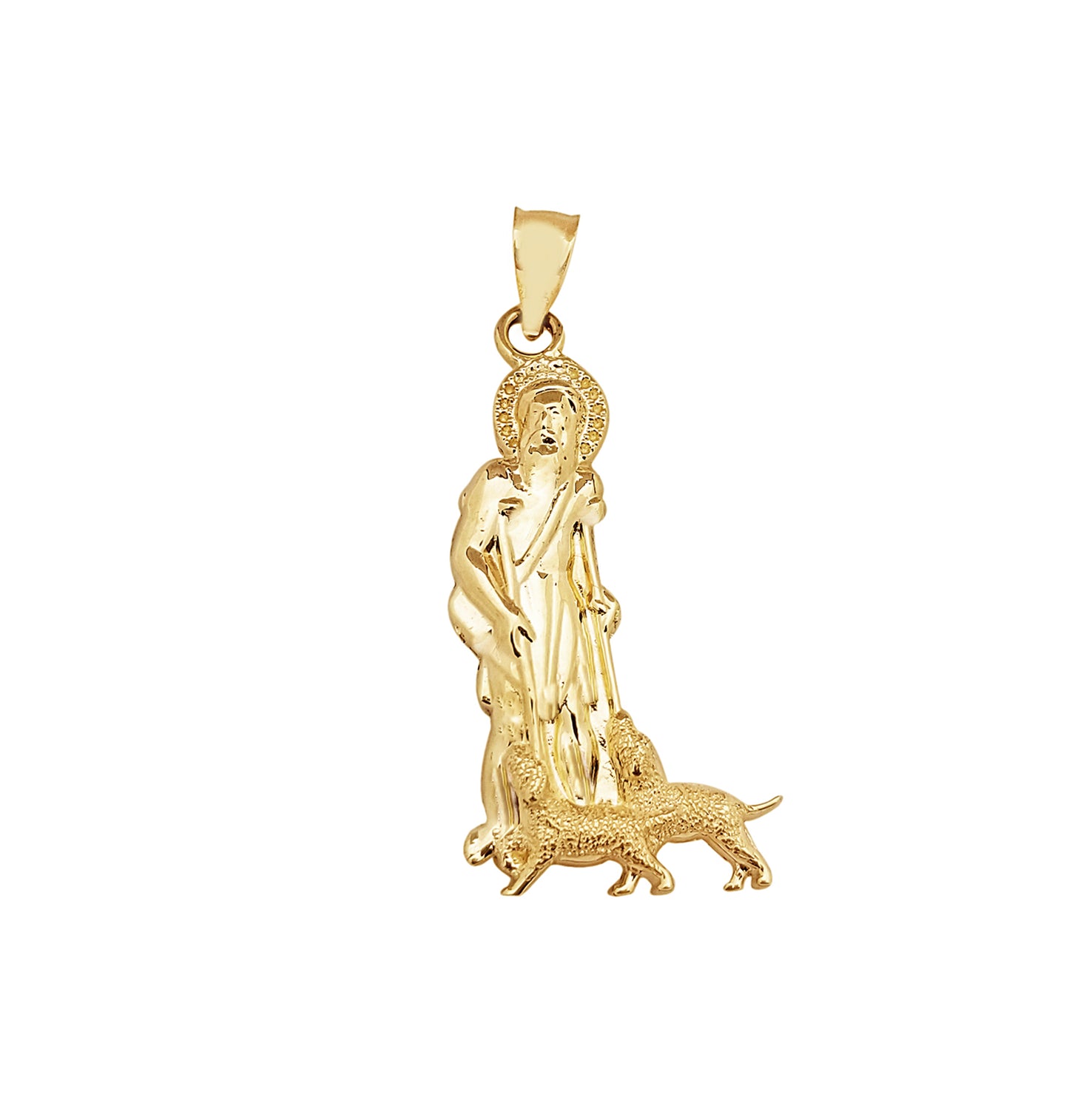 10K Yellow Gold Saint Lazarus Pendant Charm Patron Pendant St. Lazarus 1.4 inch