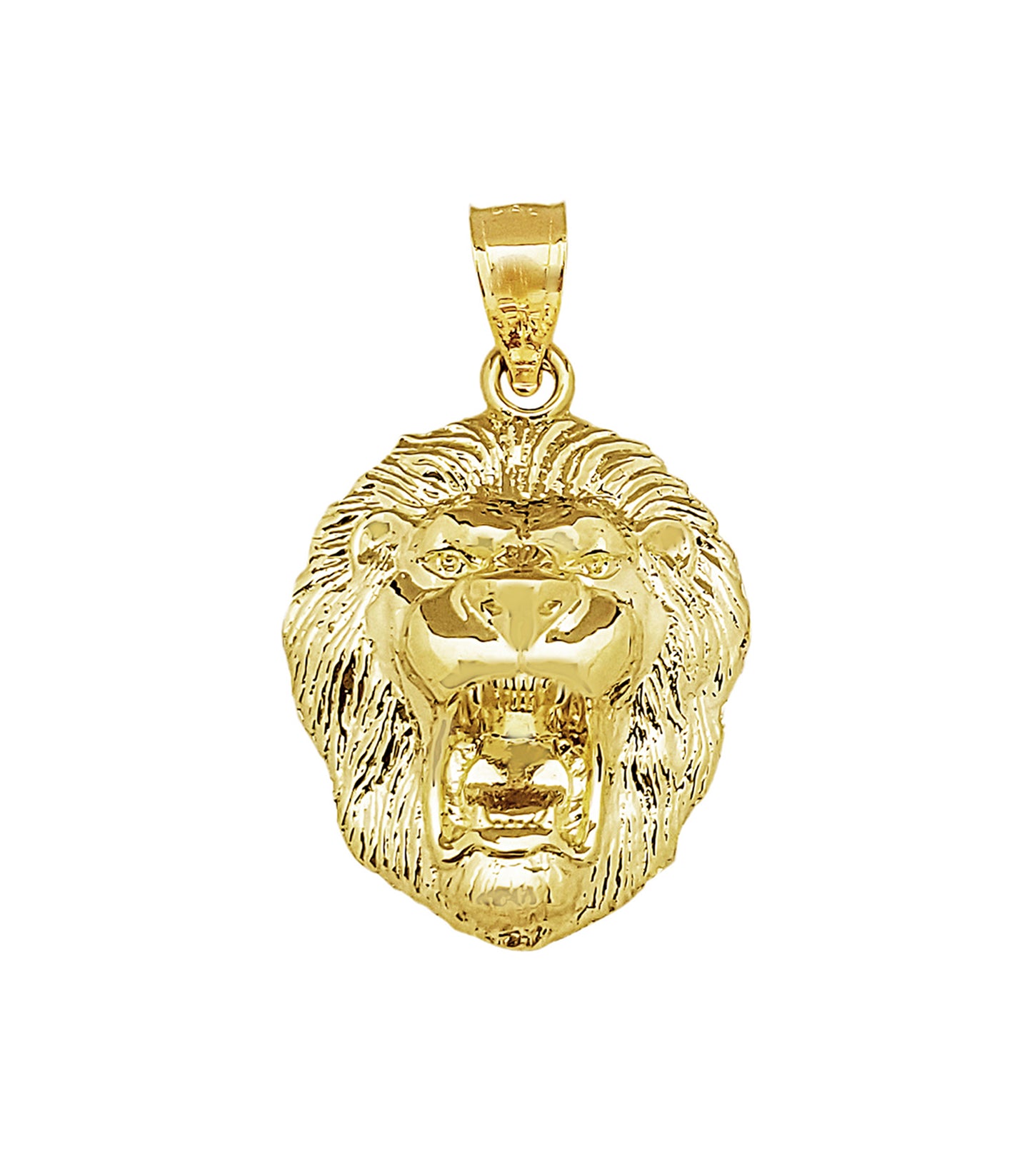 10K Yellow Gold Lion Head Charm Lion Pendant 1.6 inch