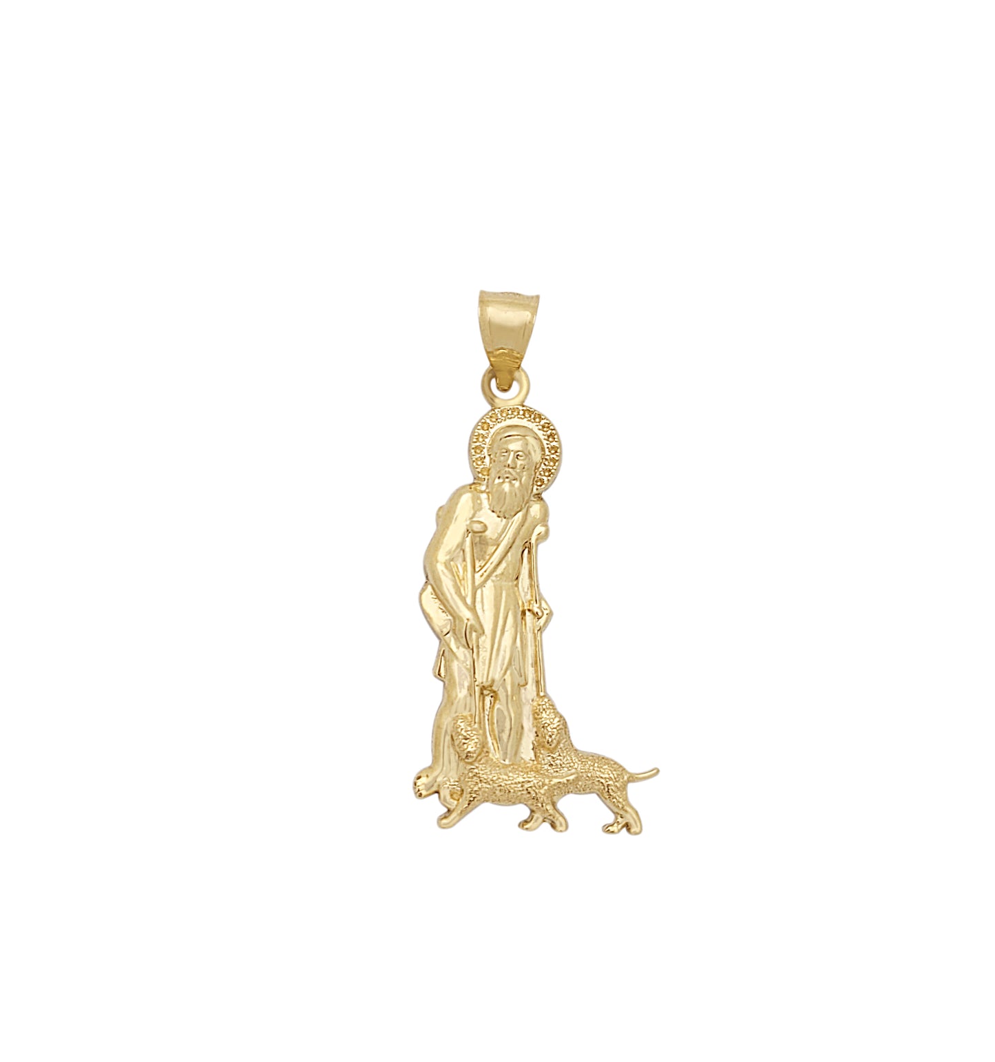 10K Yellow Gold Saint Lazarus Pendant Charm Patron Pendant St. Lazarus 1.7 inch