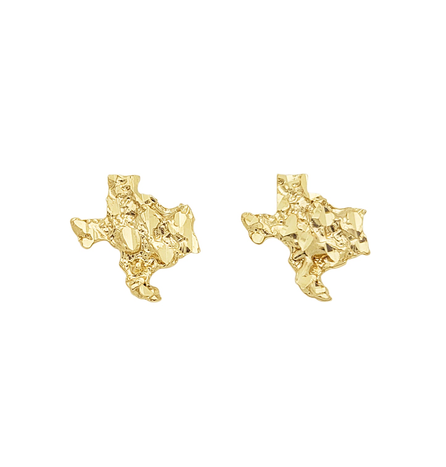 10k Yellow Gold Texas Nugget Earrings 13.5 mm x 13 mm