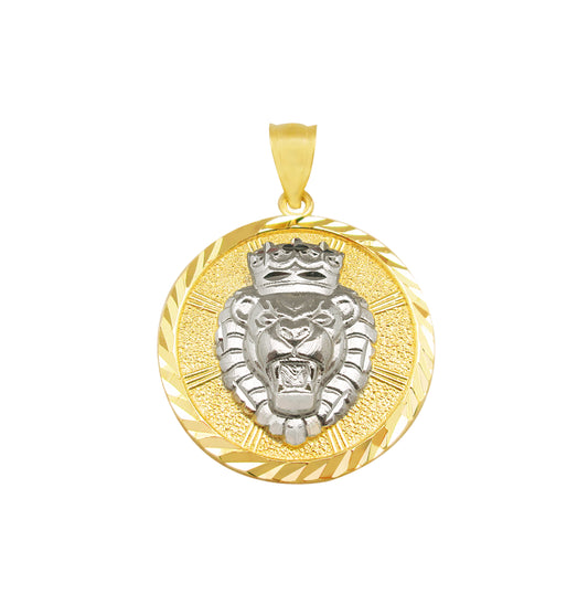 10K Yellow Gold Lion Crown Head Charm Pendant