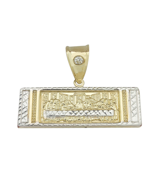 10K Gold Last Supper Pendant Charm Last Supper Rectangle Pendant