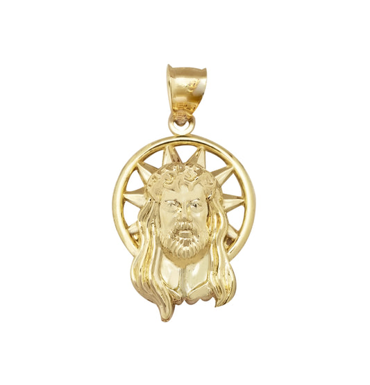 10k Yellow Gold Jesus Pendant for Mens Necklace Jesus Face Charm