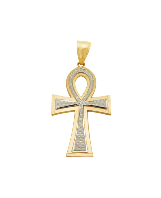 10k Yellow Gold Egyptian Ankh Cross Pendant Hip Hop Cross