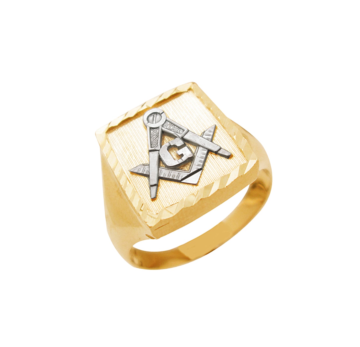 Men's 10K Yellow Gold Masonic Ring Freemason Ring