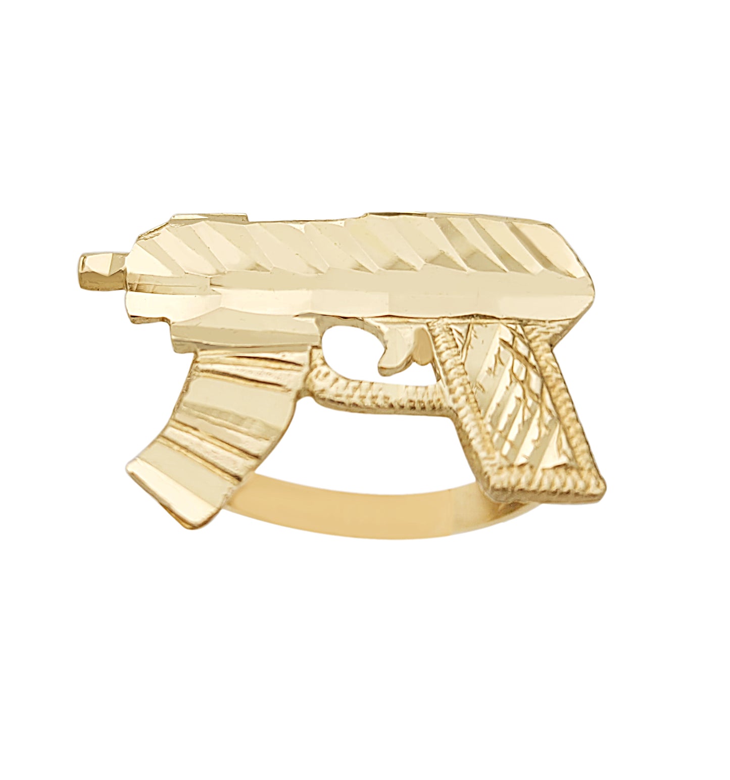 10K Yellow Gold Uzi Ring Gold Gun ring For Men Size 8