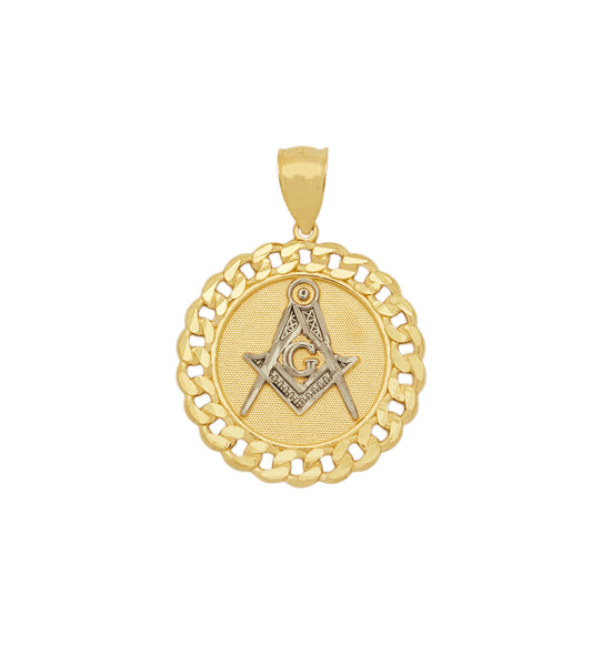 10K Yellow Solid Gold Masonic Pendant Freemason Necklace Pendant Masonic Medallion