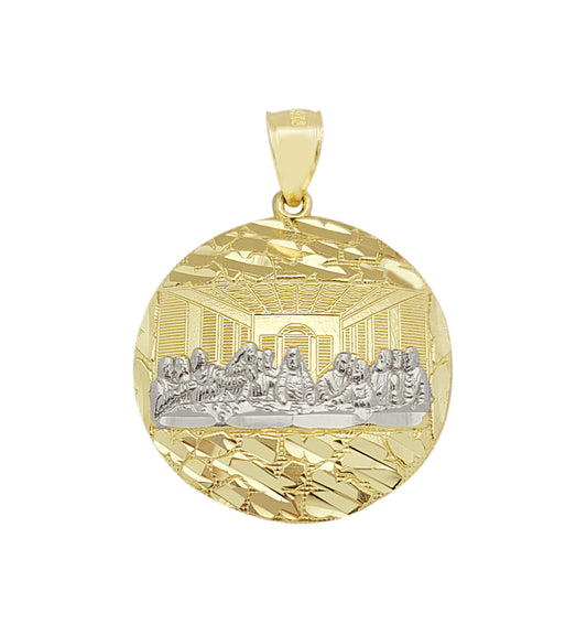 10K Gold Nugget Last Supper Pendant Last Supper Medal Diamond Cut Design