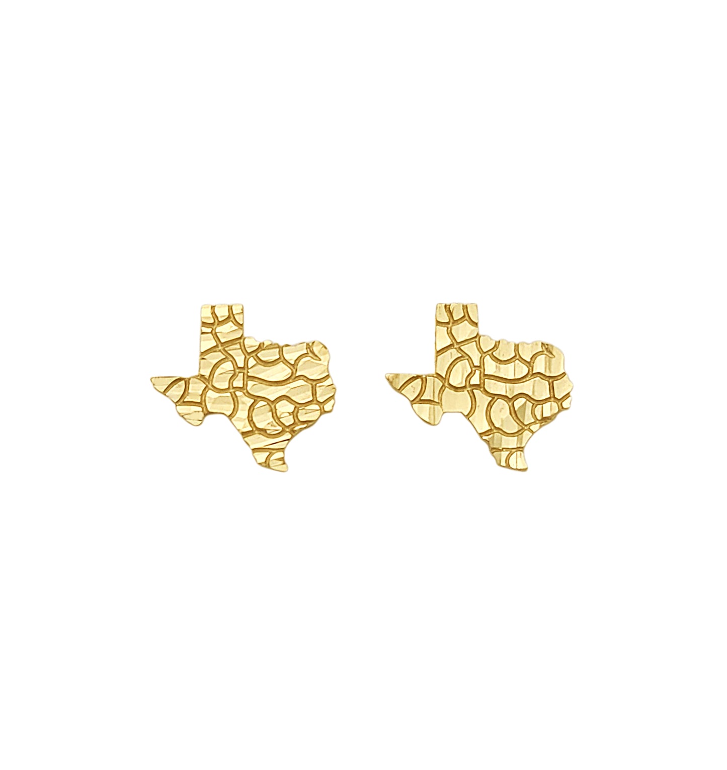 10k Yellow Gold Texas Nugget Earrings 15 mm x 14.5 mm