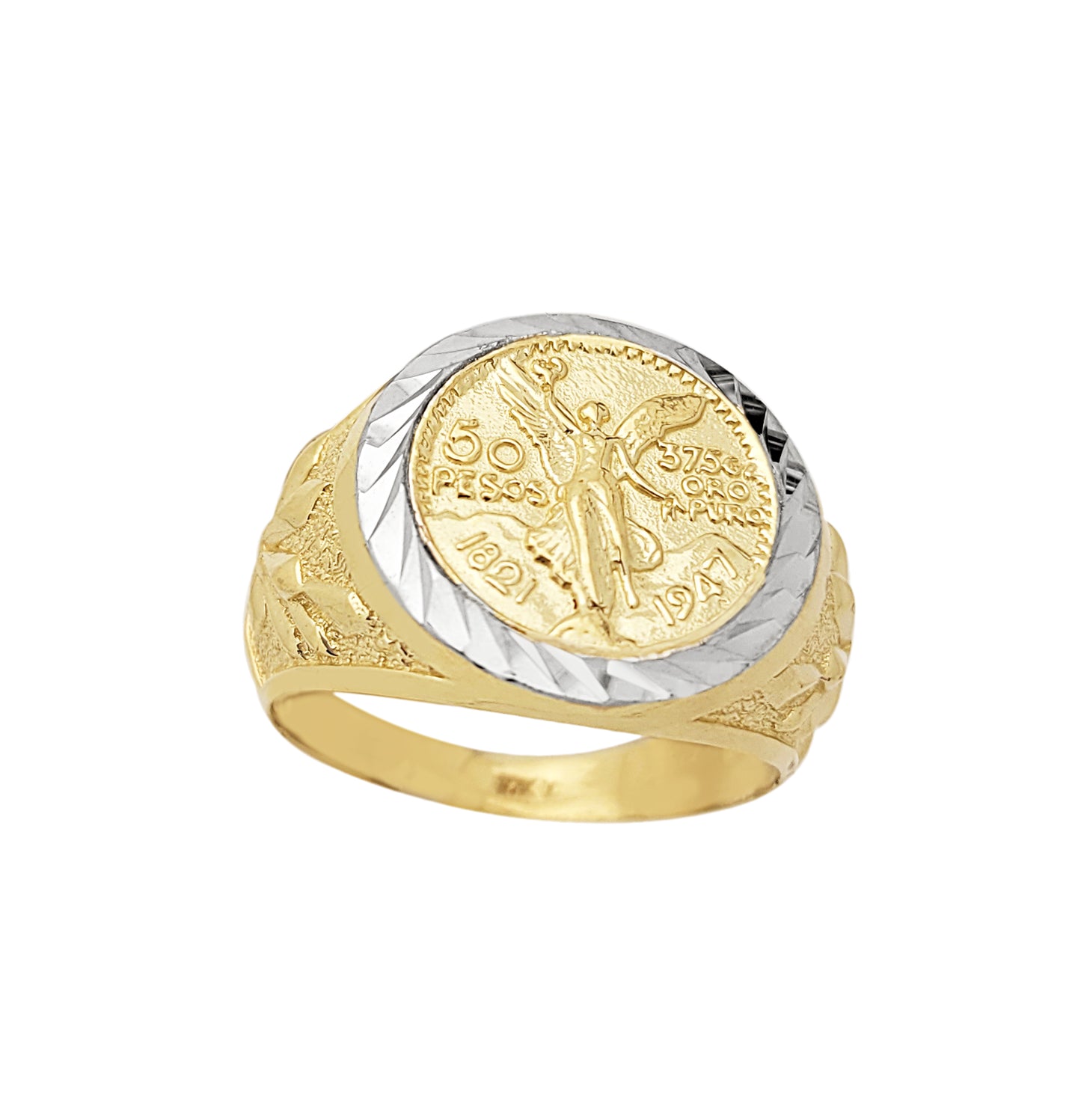10K Yellow Gold 50 Pesos 1821 Coin Ring