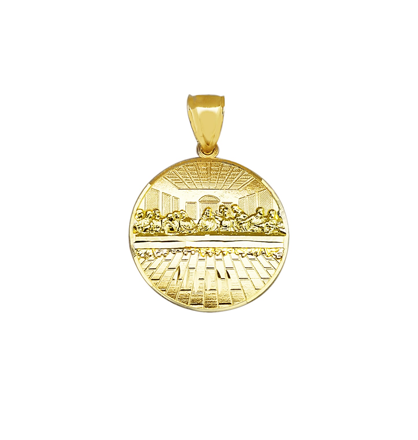 10K Gold Last Supper Pendant Charm Last Supper Medallion Small