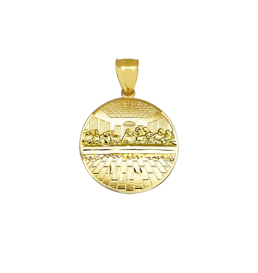 10K Gold Last Supper Pendant Charm Last Supper Medallion Small