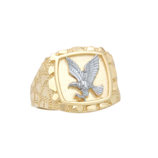 10K Solid Gold American Eagle Ring Mens Gold Nugget Ring