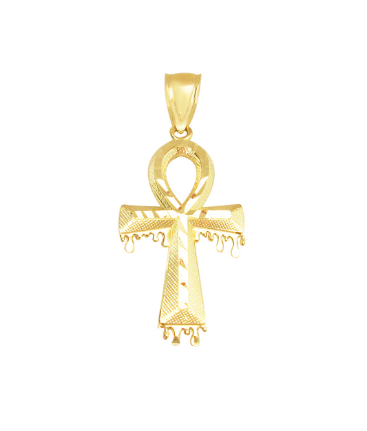 Egyptian Ankh Cross Pendant 10k Yellow Gold Cross Charm Pendant