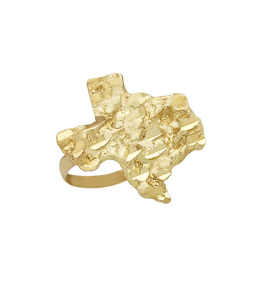 10K Yellow Gold Nugget Texas State Ring Pinky Ring Size 8